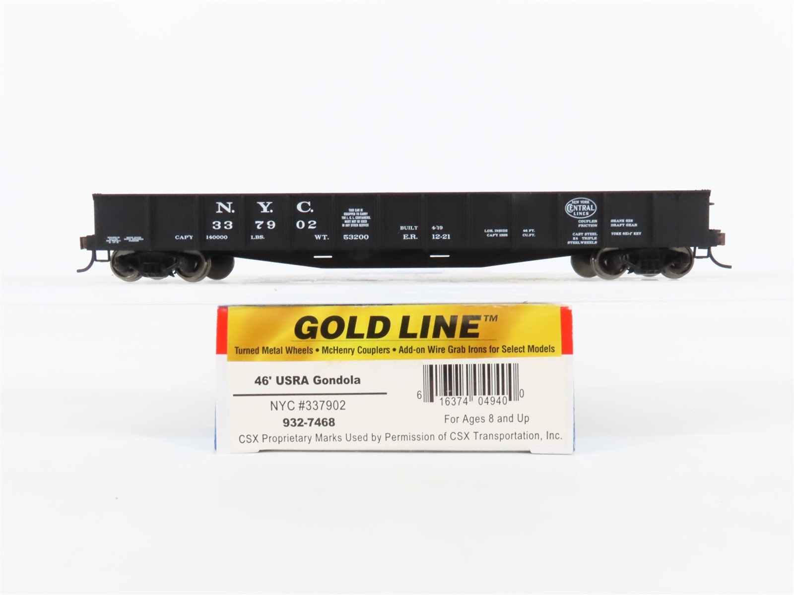 HO Scale Walthers Gold 932-7468 NYC New York Central 46' USRA Gondola #337902