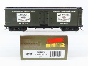 HO Scale Roundhouse 84591 BFPX Borden's 40' Glass-Lined Wood Milk Car #507