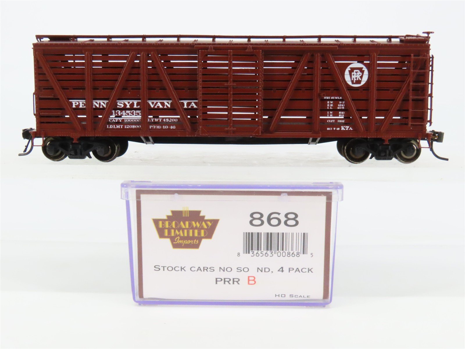 HO Scale Broadway Limited BLI 868 PRR Pennsylvania K7A 40' Stock Car #134535