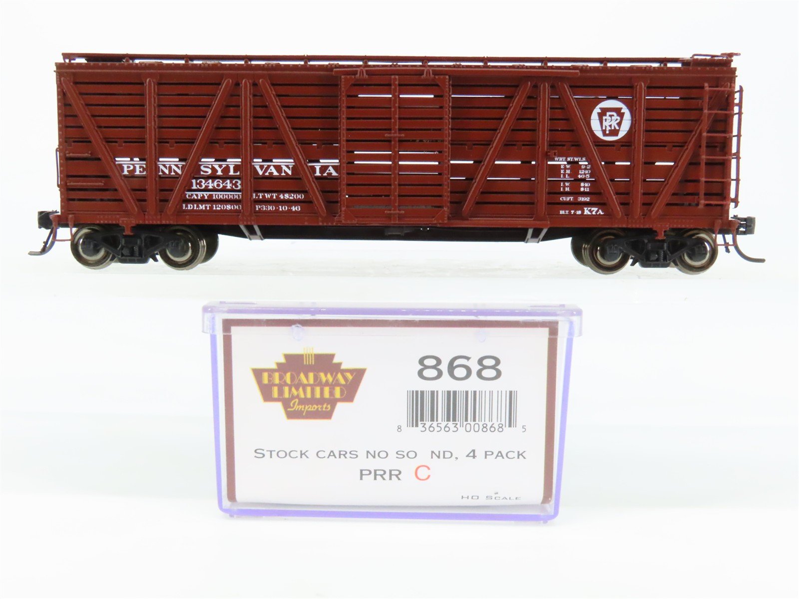 HO Scale Broadway Limited BLI 868 PRR Pennsylvania K7A 40' Stock Car #134643