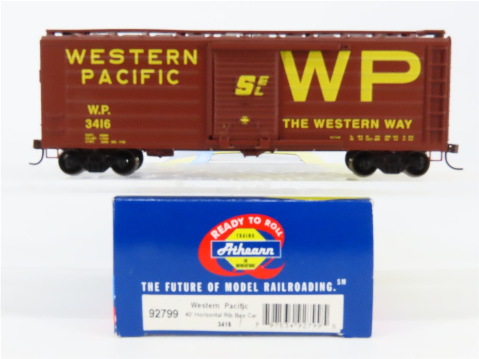 HO Scale Athearn 92799 WP Western Pacific 40' Horizontal Rib Box Car #3416
