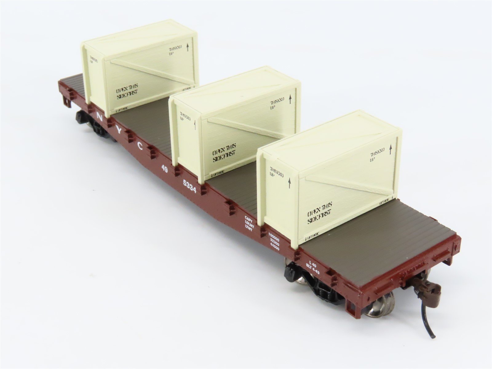 HO Scale Athearn 92180 NYC New York Central 40' Flat Car #495334 w/ Crate Load