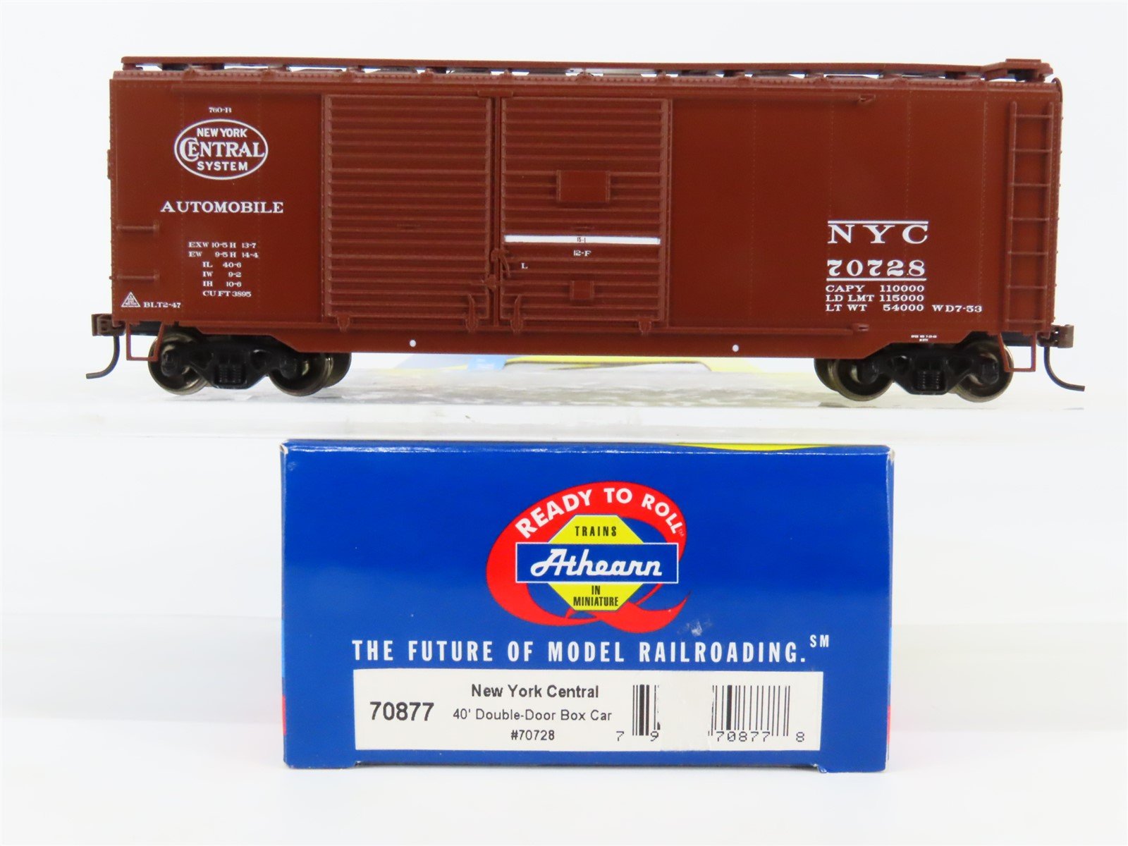 HO Scale Athearn 70877 NYC New York Central 40' Double Door Box Car #70728