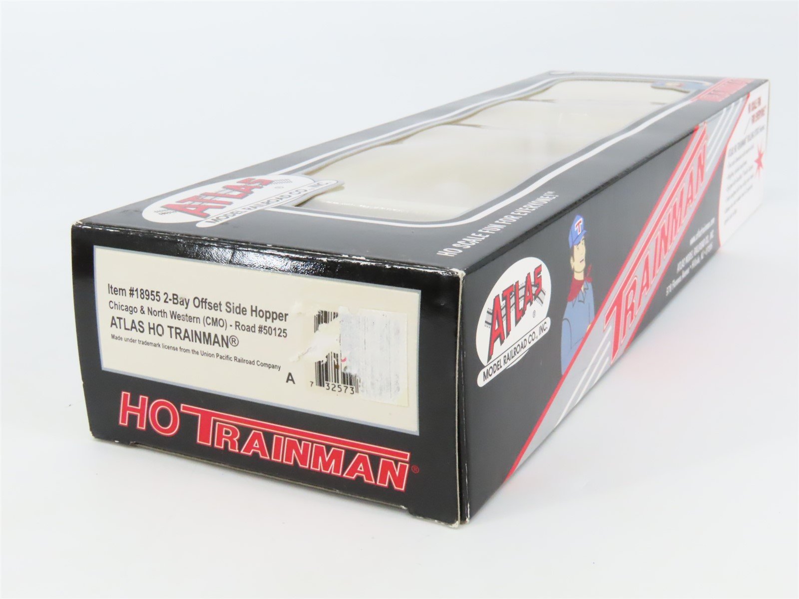 HO Atlas Trainman 18955 CMO / CNW 2-Bay Offset-Side Hopper #50125 w/ Load