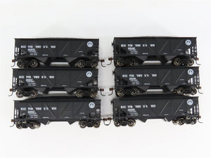 HO Athearn 70790 B&O Baltimore & Ohio 34' 2-Bay Composite Hopper 6-Pack w/ Load
