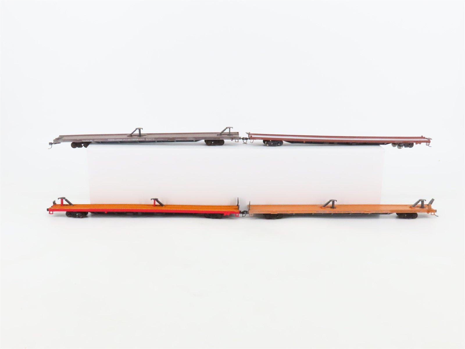 LOT of 4 HO Scale SSW/PFE/NAEX 86' Flatcars Weathered & UPGRADED