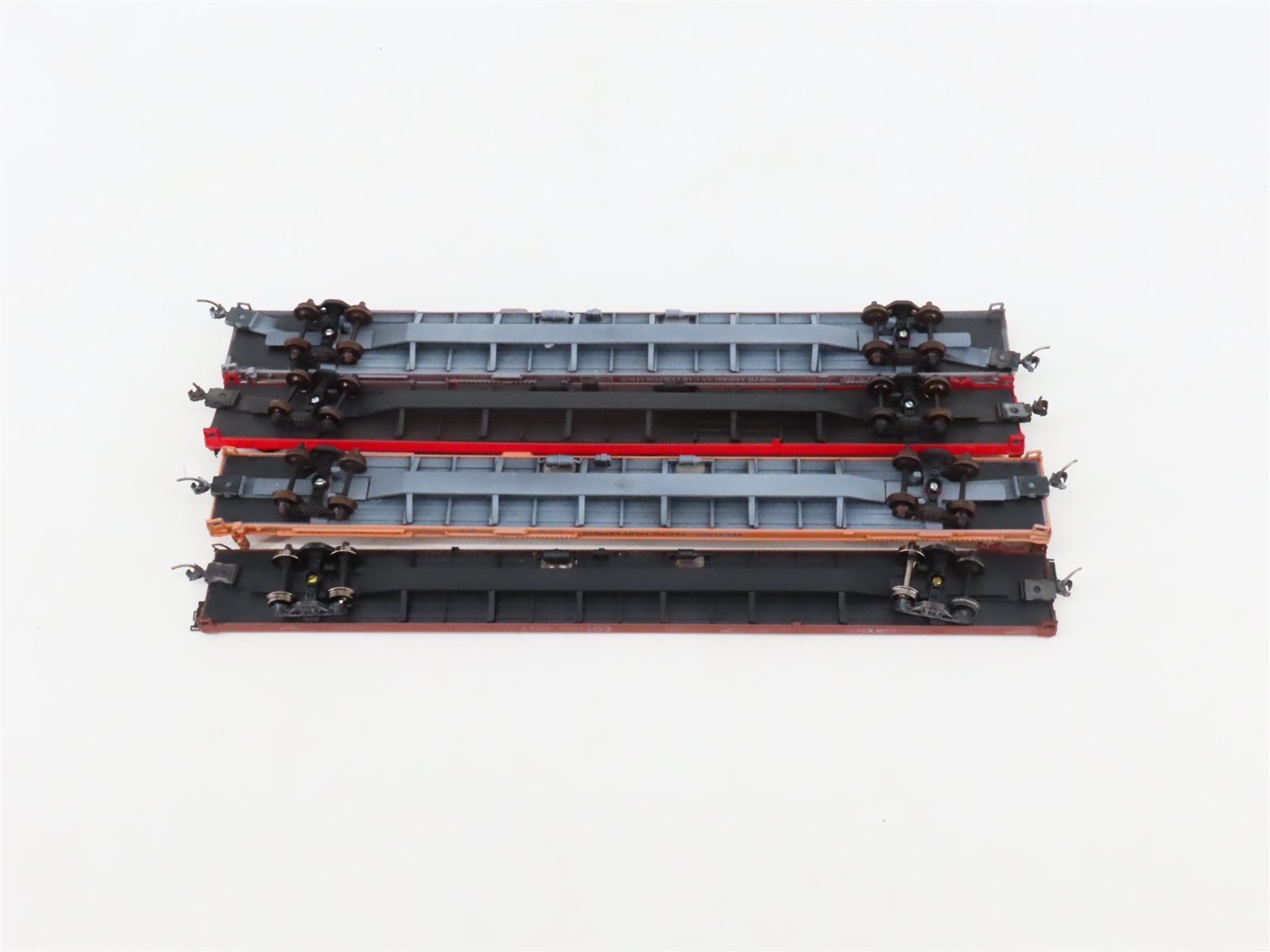 LOT of 4 HO Scale SSW/PFE/NAEX 86' Flatcars Weathered & UPGRADED
