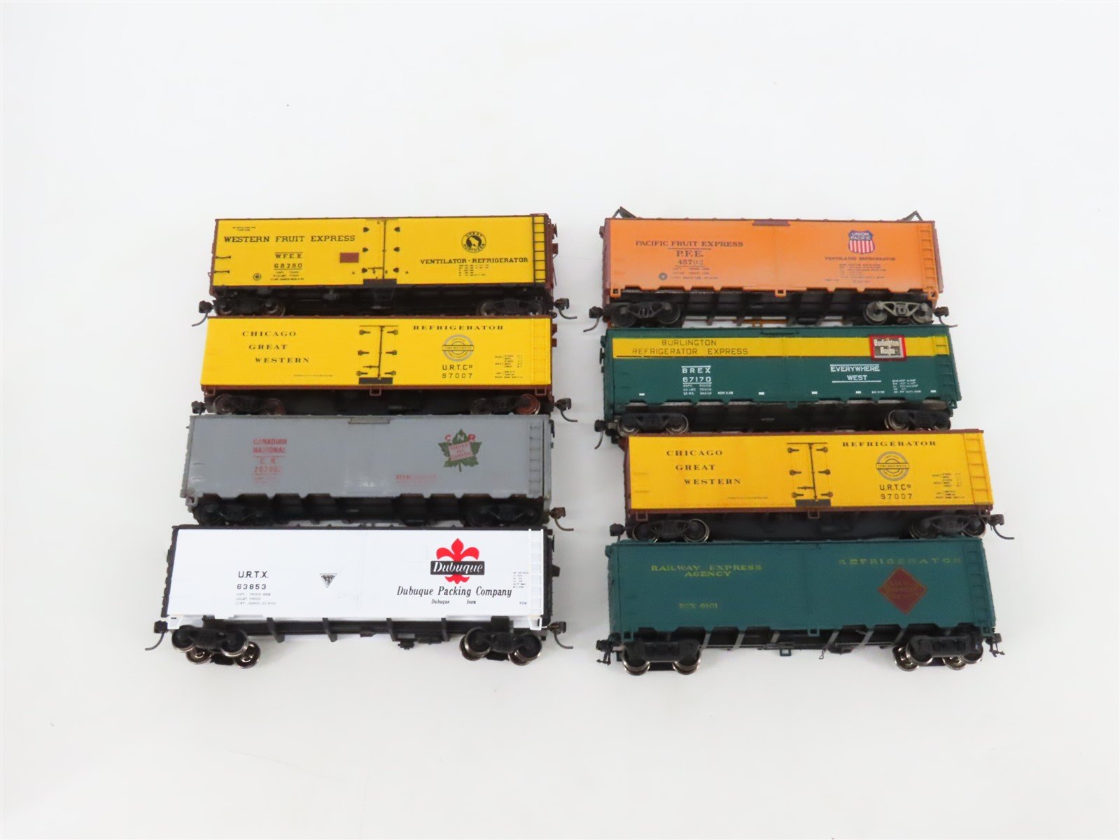 LOT of 8 HO WFEX/CGW/CN/URTX/PFE/BREX/REA Reefer Cars Weathered & UPGRADED
