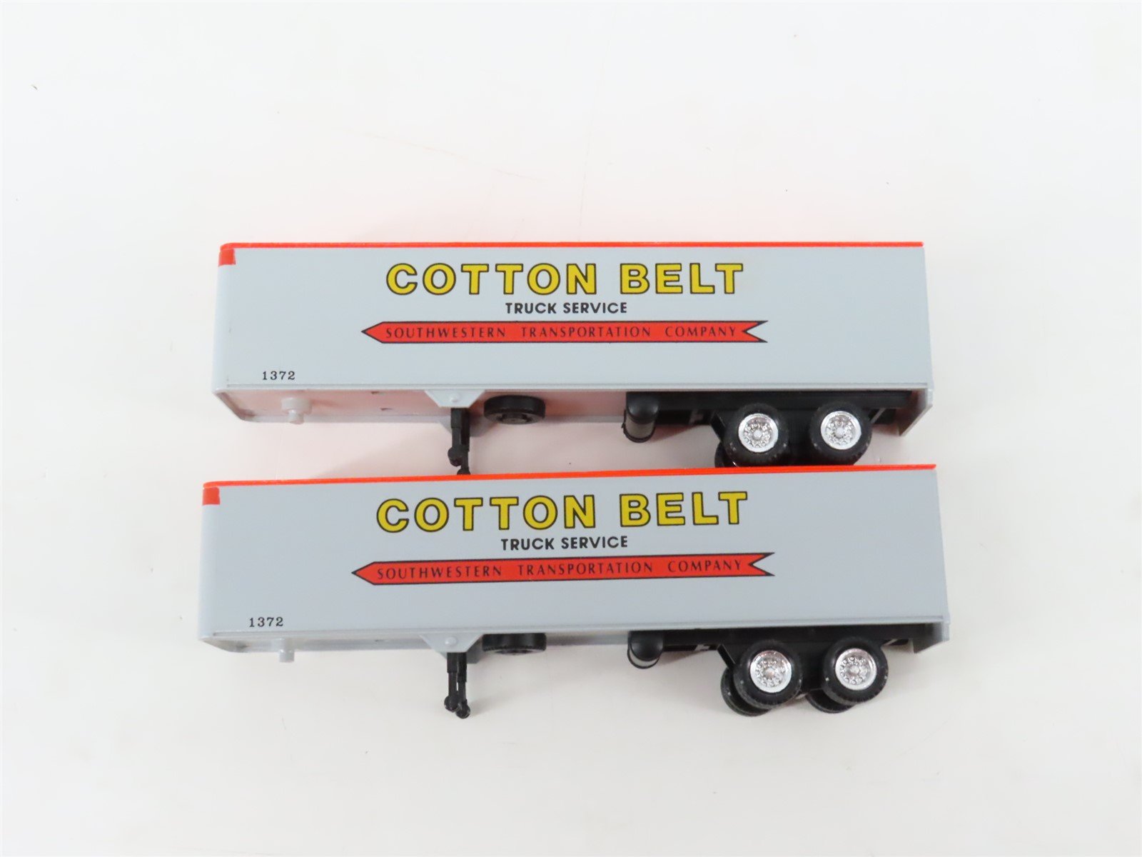 LOT of 2 HO Scale SSW/SP 86' Flatcars w/Cotton Belt Trailers UPGRADED