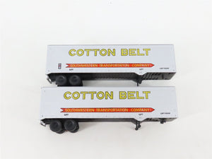 LOT of 2 HO Scale SSW/SP 86' Flatcars w/Cotton Belt Trailers UPGRADED