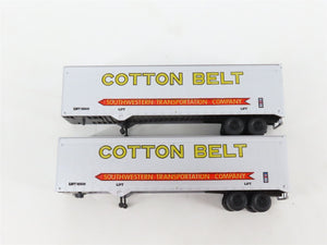 LOT of 2 HO Scale SSW/SP 86' Flatcars w/Cotton Belt Trailers UPGRADED