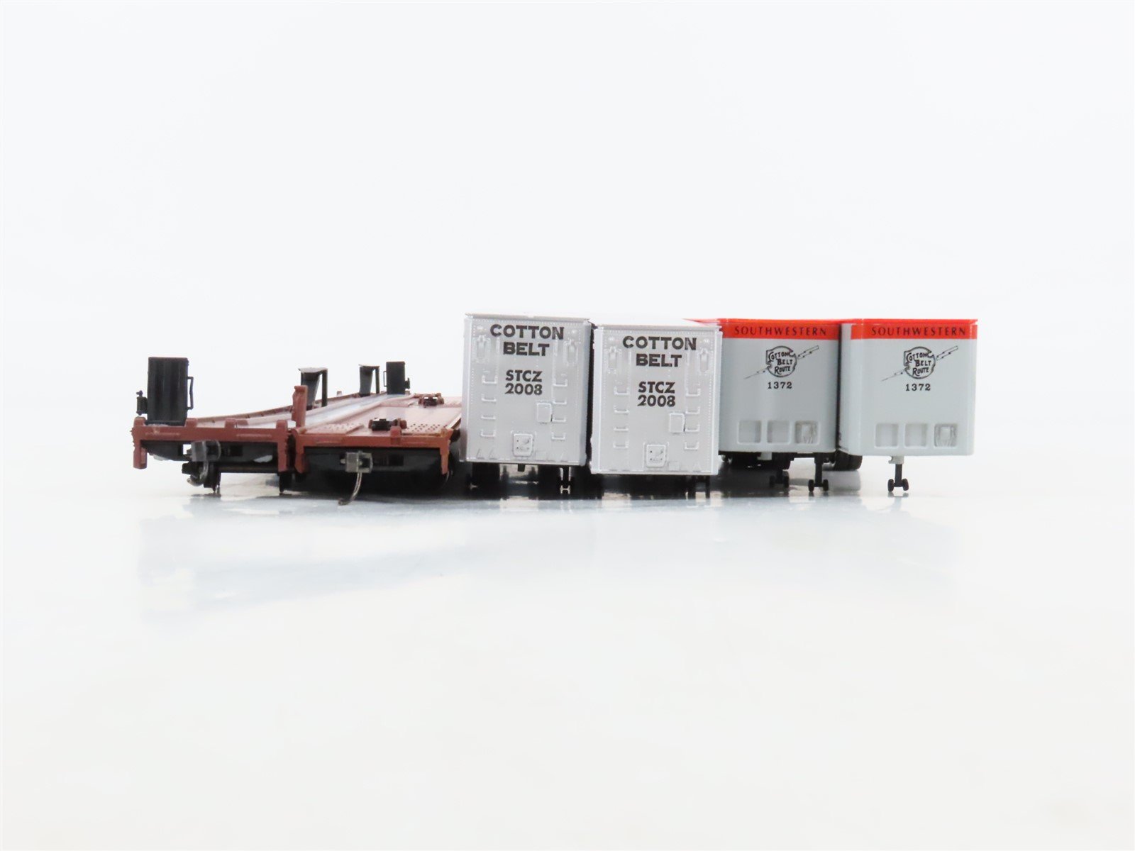LOT of 2 HO Scale SSW/SP 86' Flatcars w/Cotton Belt Trailers UPGRADED