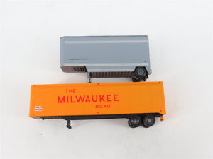 LOT of 3 HO Scale TTAX/UP/NAFX 86' Flatcars w/Assorted Trailers UPGRADED