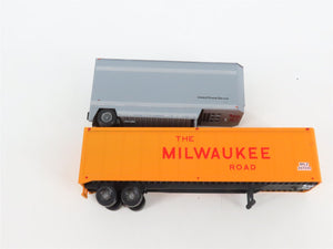 LOT of 3 HO Scale TTAX/UP/NAFX 86' Flatcars w/Assorted Trailers UPGRADED