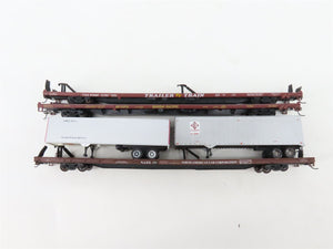 LOT of 3 HO Scale TTAX/UP/NAFX 86' Flatcars w/Assorted Trailers UPGRADED