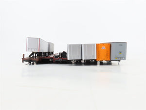 LOT of 3 HO Scale TTAX/UP/NAFX 86' Flatcars w/Assorted Trailers UPGRADED