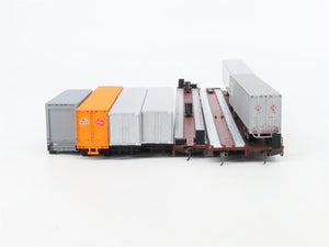 LOT of 3 HO Scale TTAX/UP/NAFX 86' Flatcars w/Assorted Trailers UPGRADED