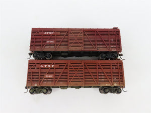 LOT of 8 HO Scale ATSF Santa Fe 40' Stock Cars Weathered & UPGRADED