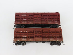LOT of 8 HO Scale ATSF Santa Fe 40' Stock Cars Weathered & UPGRADED