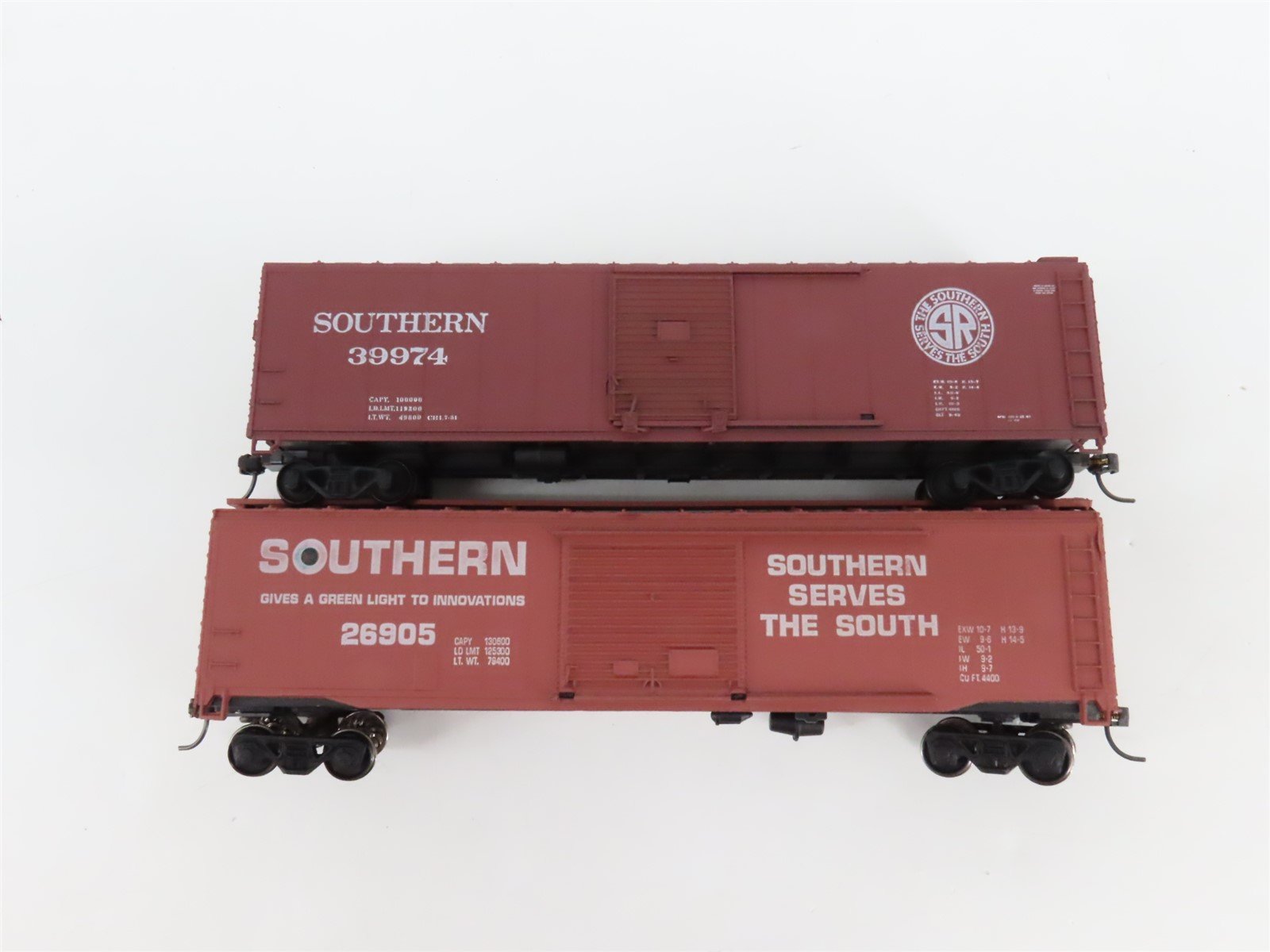 LOT of 6 HO Scale CGW/Southern/IC/B&O/CNW 50' Boxcars UPGRADED