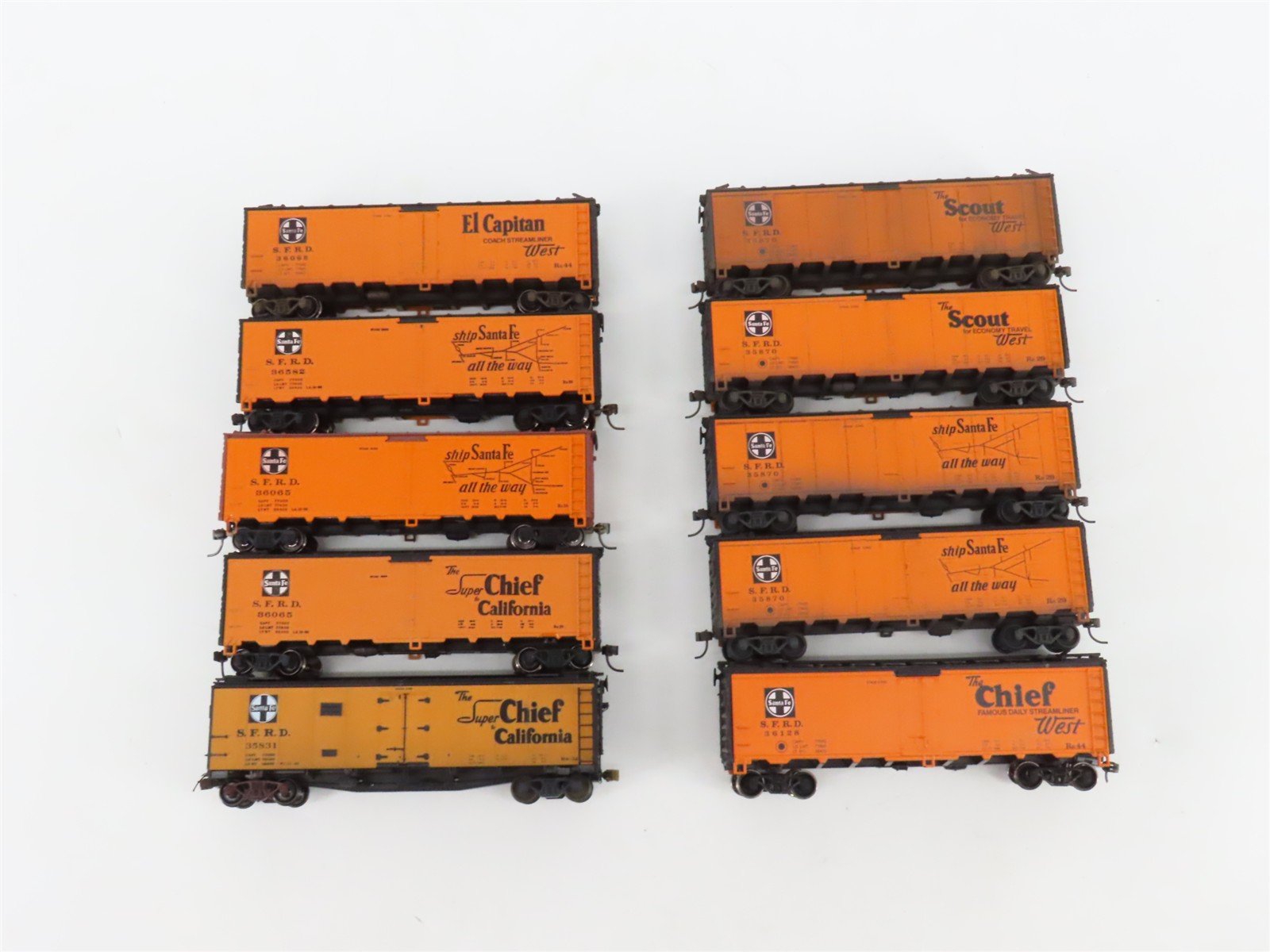 LOT of 10 HO Scale SFRD Santa Fe 40' Reefer Cars UPGRADED