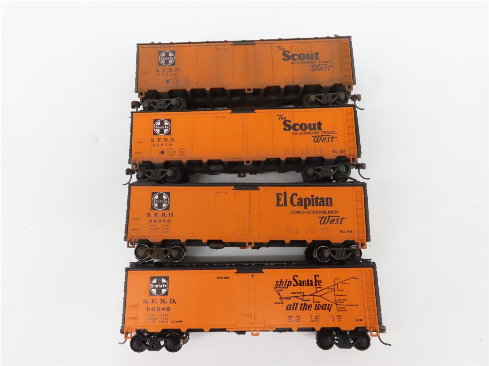 LOT of 10 HO Scale SFRD Santa Fe 40' Reefer Cars UPGRADED