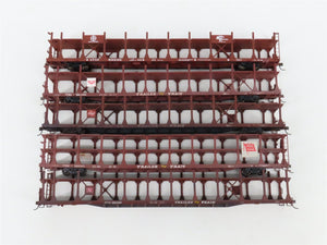 LOT of 5 HO Scale ATSF/GM&O/MILW/WAB/RI Open Autorack Cars UPGRADED