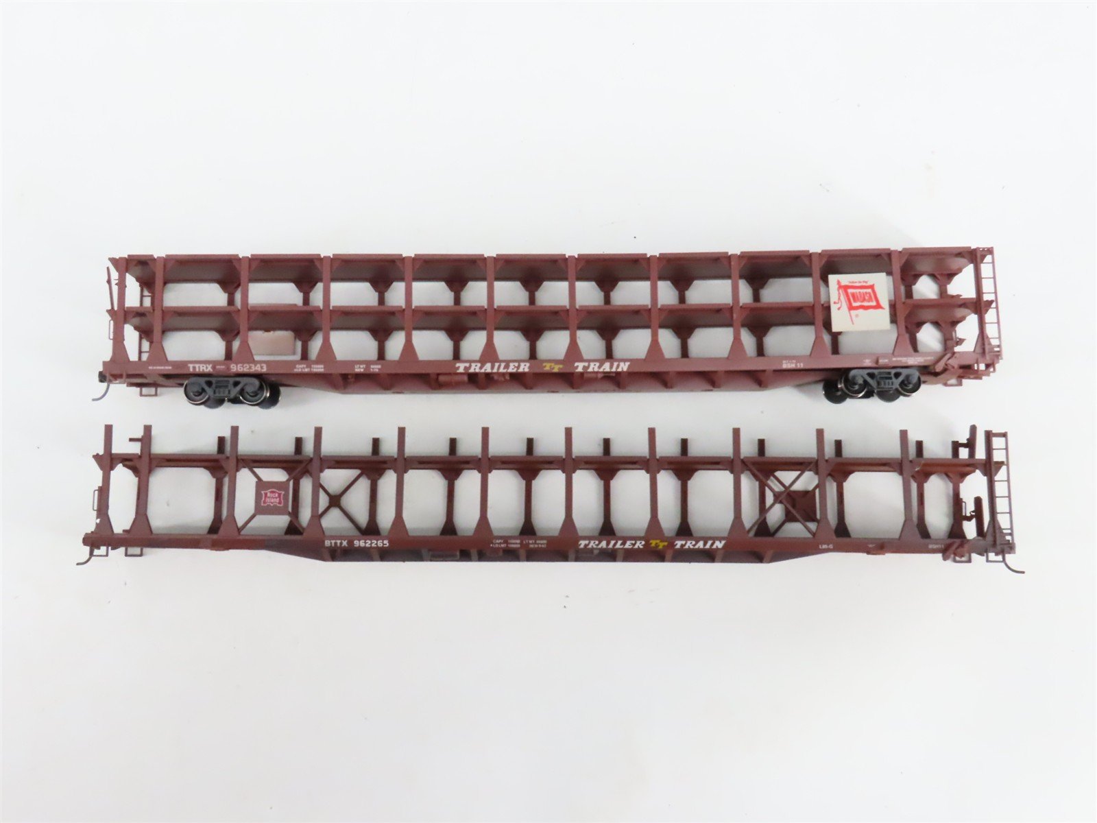 LOT of 5 HO Scale ATSF/GM&O/MILW/WAB/RI Open Autorack Cars UPGRADED
