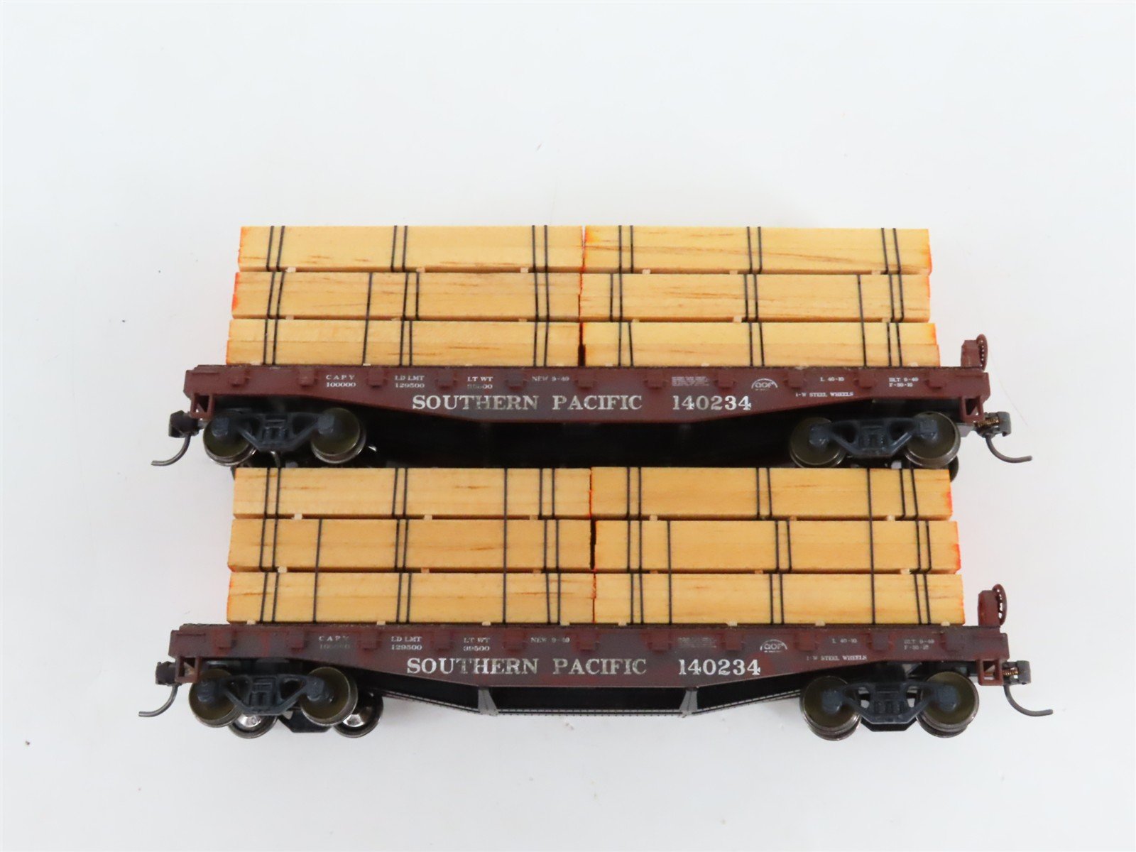 LOT of 6 HO Scale ATSF/SP/T&NO/DRGW Assorted Flatcars w/Loads UPGRADED