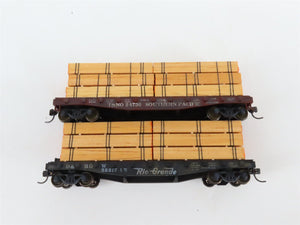LOT of 6 HO Scale ATSF/SP/T&NO/DRGW Assorted Flatcars w/Loads UPGRADED