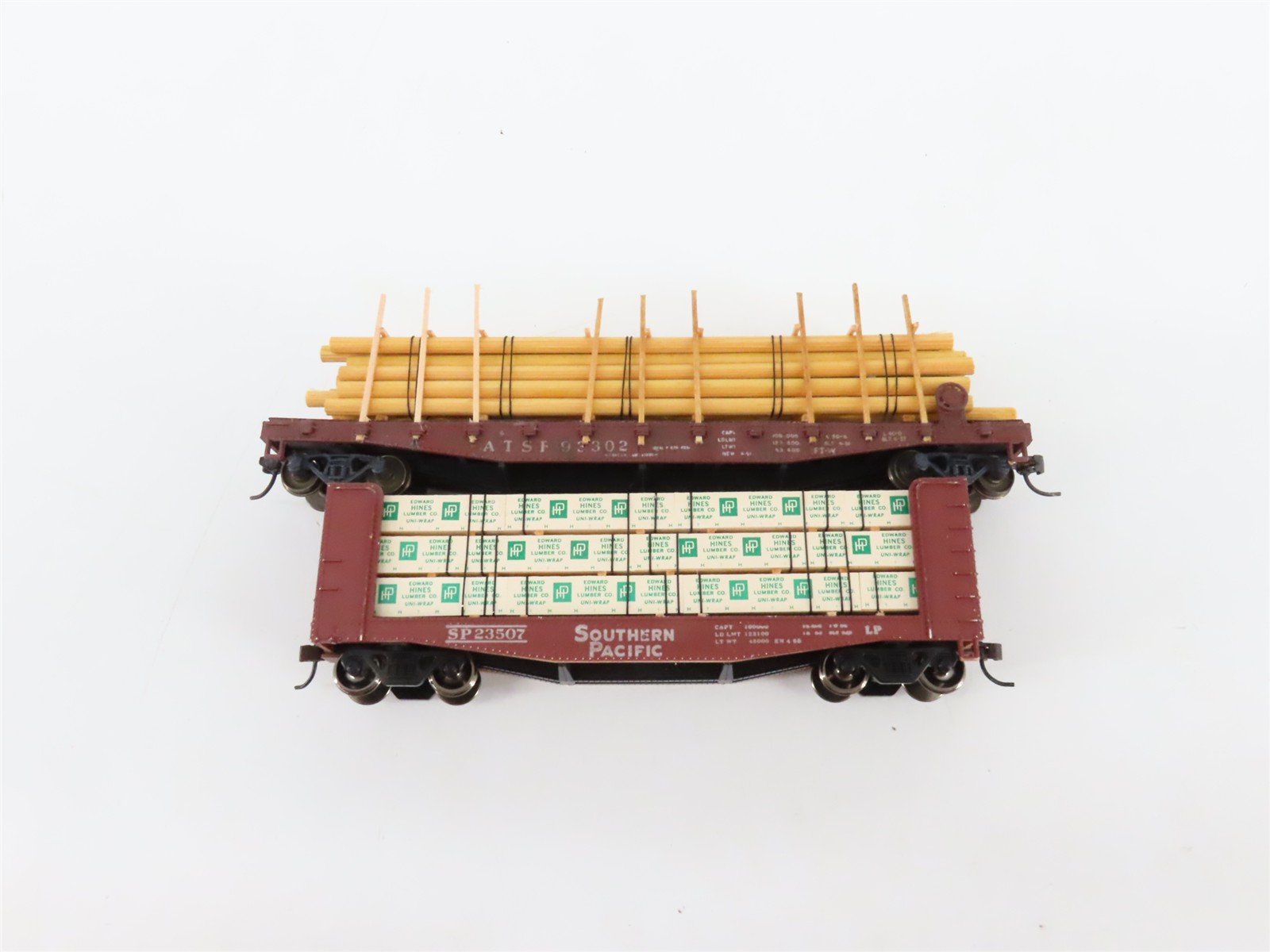 LOT of 6 HO Scale ATSF/SP/T&NO/DRGW Assorted Flatcars w/Loads UPGRADED