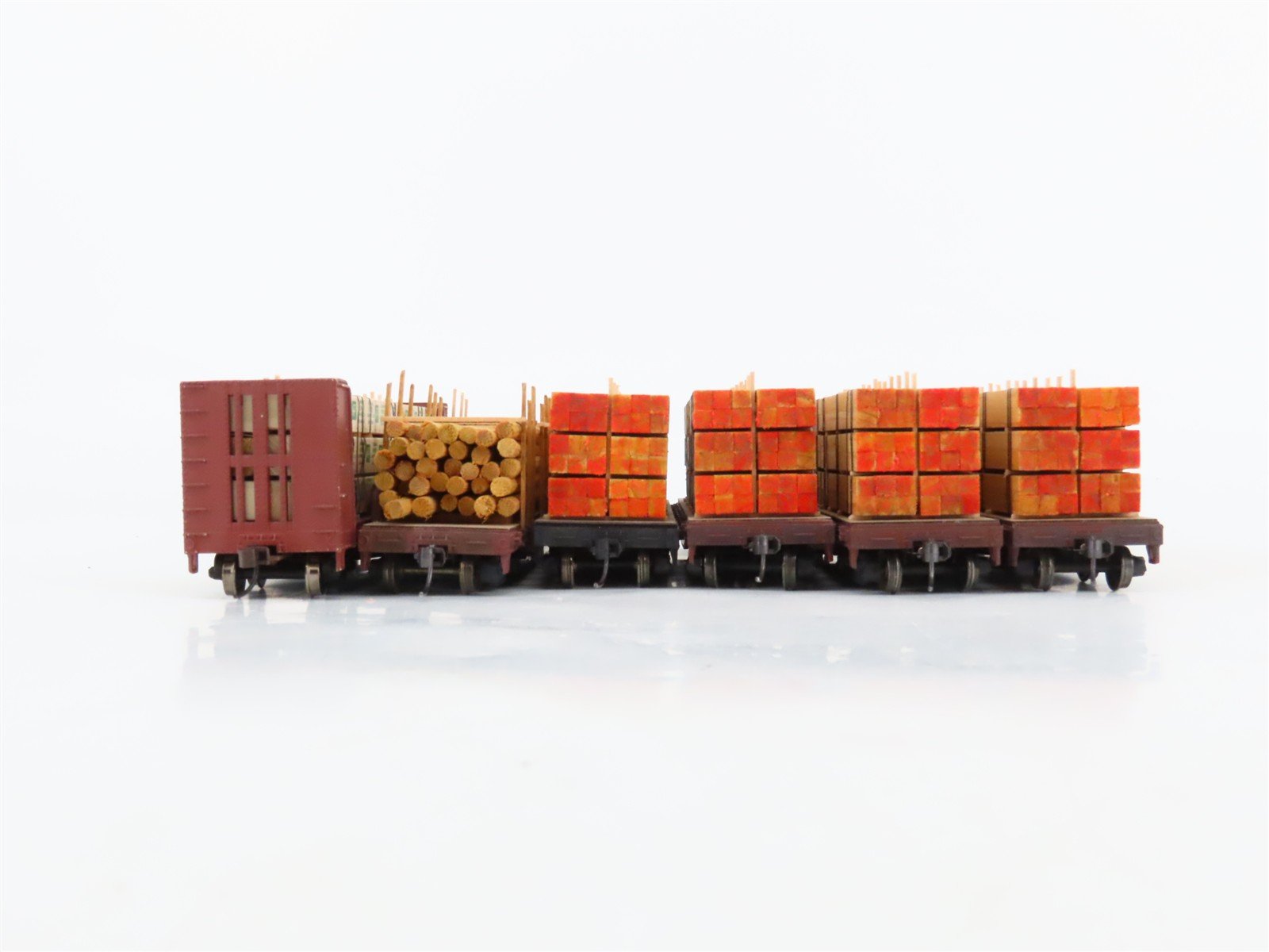 LOT of 6 HO Scale ATSF/SP/T&NO/DRGW Assorted Flatcars w/Loads UPGRADED