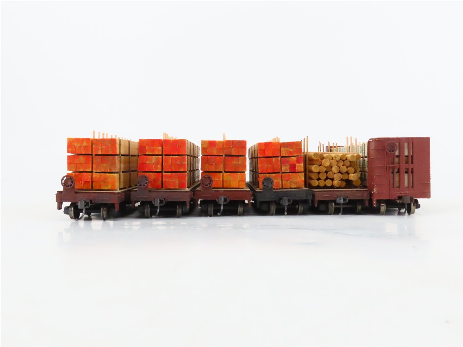 LOT of 6 HO Scale ATSF/SP/T&NO/DRGW Assorted Flatcars w/Loads UPGRADED