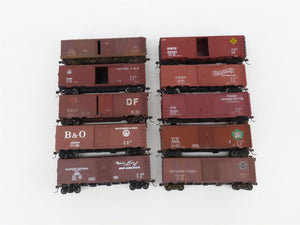 LOT of 10 HO Scale CGW/B&O/IC/ERIE/GM&O/PM 40' Boxcars Weathered & UPGRADED