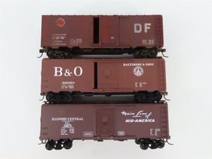 LOT of 10 HO Scale CGW/B&O/IC/ERIE/GM&O/PM 40' Boxcars Weathered & UPGRADED