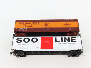 LOT of 6 HO Scale NPM/SOO/MILW/USLX/SPFE/PFE Assorted Boxcars UPGRADED