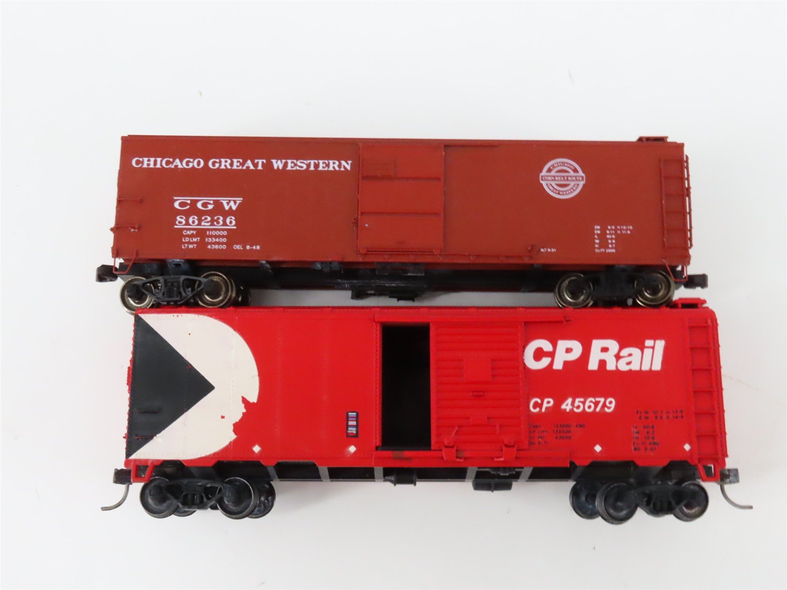 LOT of 10 HO Scale MILW/MKT/CGW/CP/N&W/UP/MKT Assorted Stock & Boxcars UPGRADED