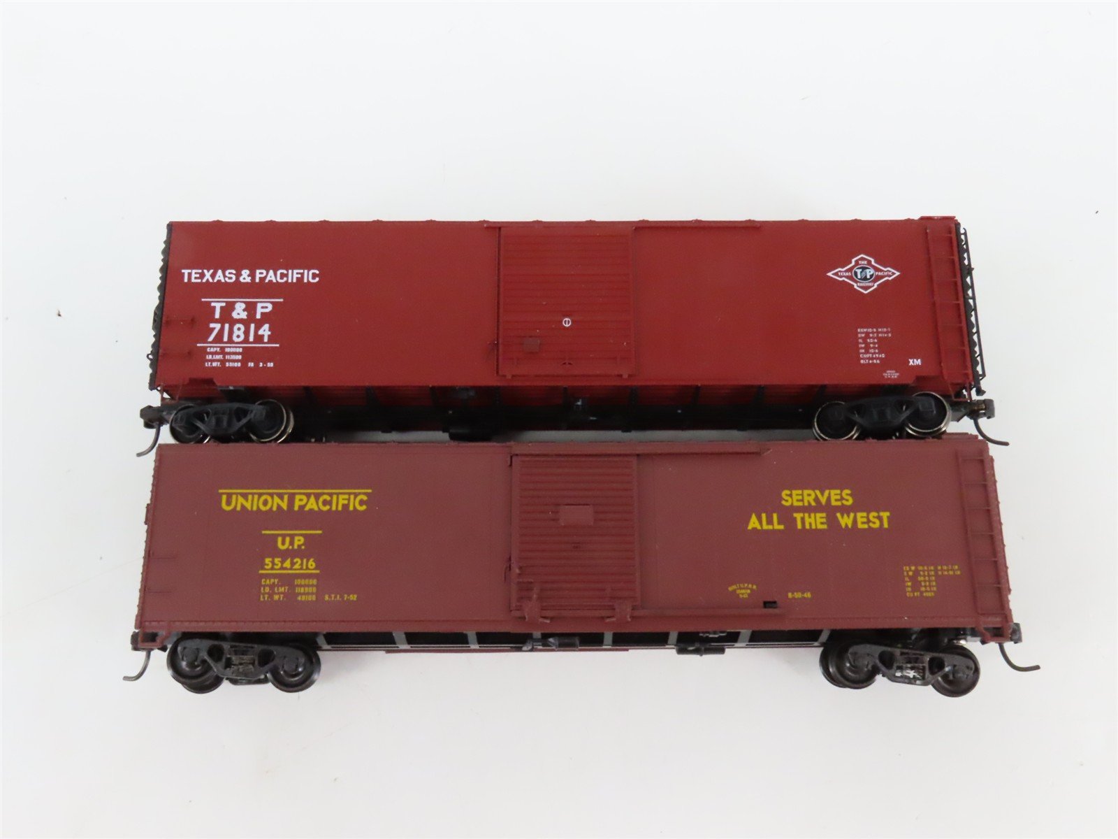 LOT of 6 HO Scale T&P/CGW/SLSF/UP/NPM/MHLX 50' Boxcars UPGRADED