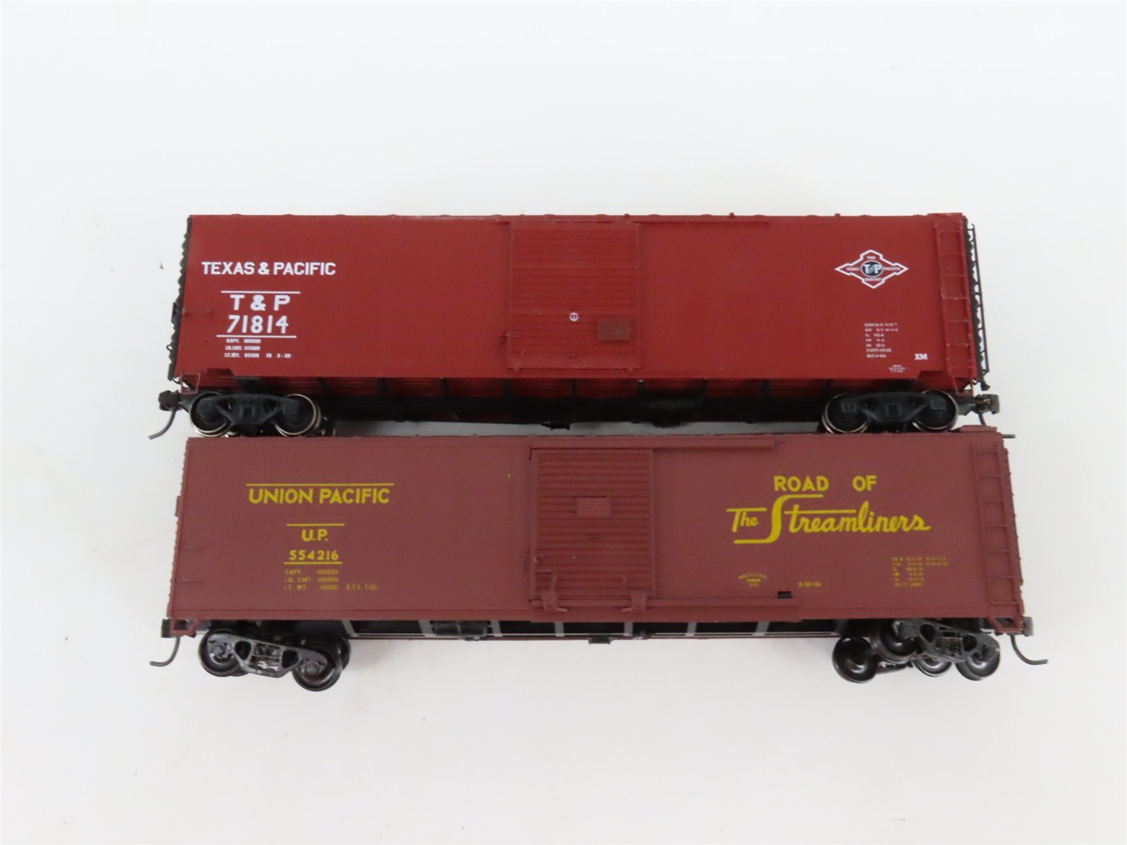 LOT of 6 HO Scale T&P/CGW/SLSF/UP/NPM/MHLX 50' Boxcars UPGRADED