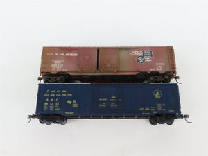 LOT of 6 HO Scale B&O/RI/Erie/CP/EL/PRR 50' Boxcars UPGRADED