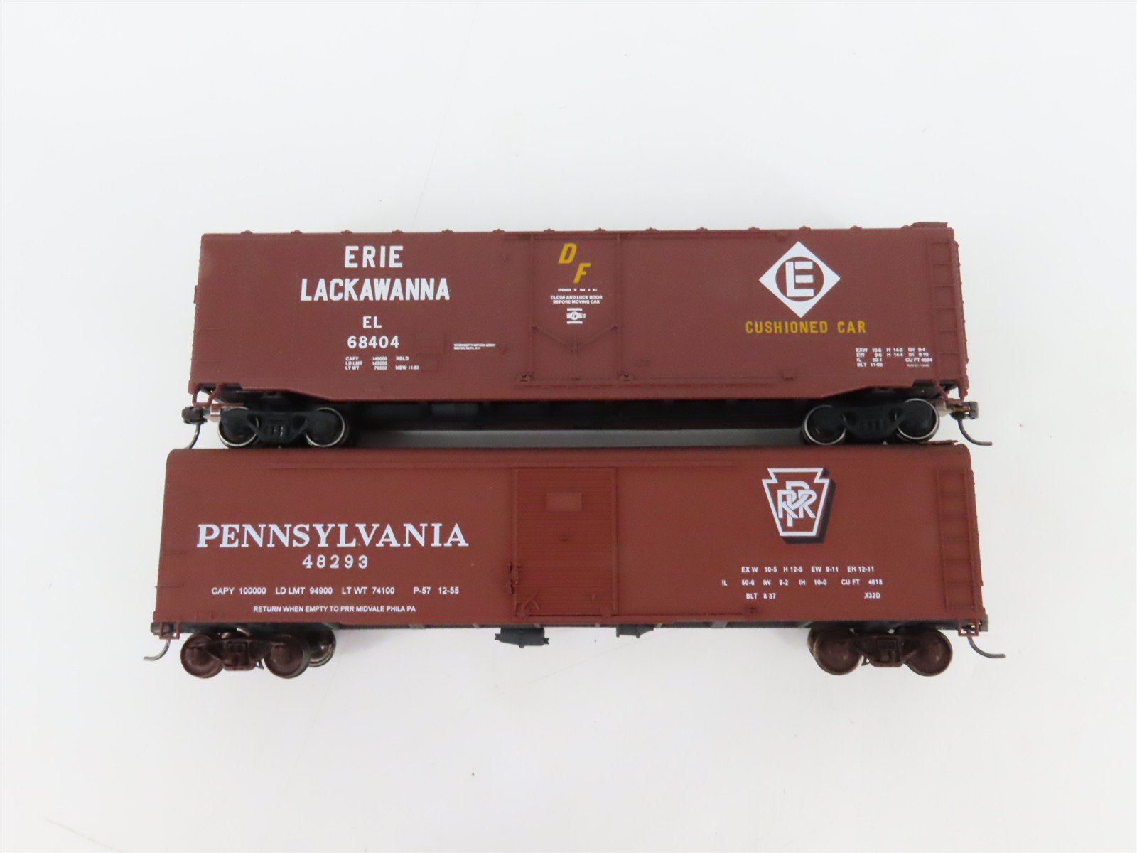 LOT of 6 HO Scale B&O/RI/Erie/CP/EL/PRR 50' Boxcars UPGRADED