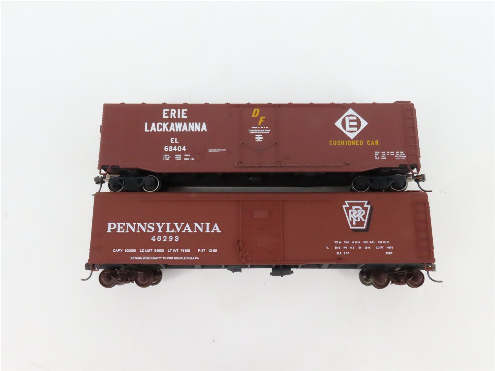 LOT of 6 HO Scale B&O/RI/Erie/CP/EL/PRR 50' Boxcars UPGRADED