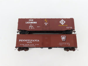 LOT of 6 HO Scale B&O/RI/Erie/CP/EL/PRR 50' Boxcars UPGRADED