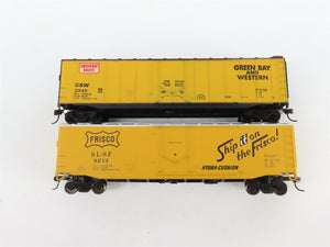 LOT of 7 HO Scale WP/SLSF/REX/PRR/UP/GBW 50' Boxcars UPGRADED