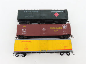 LOT of 7 HO Scale WP/SLSF/REX/PRR/UP/GBW 50' Boxcars UPGRADED
