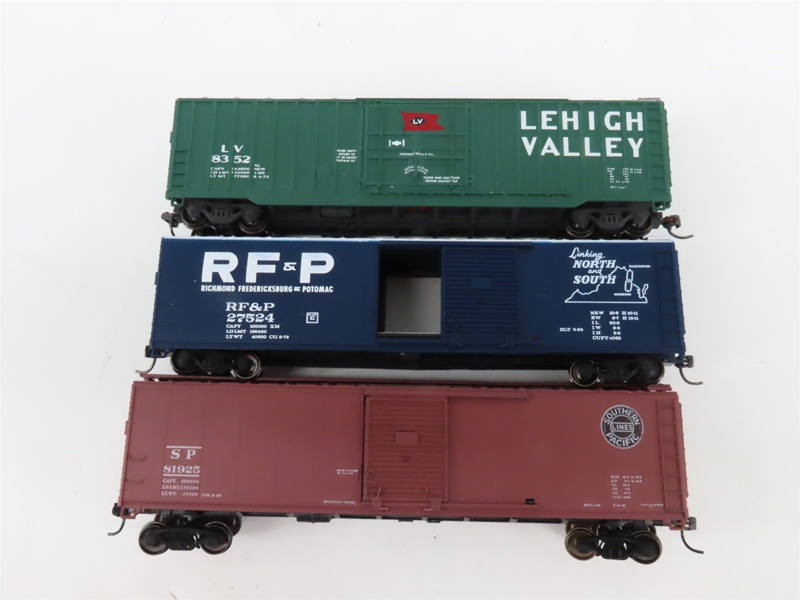 LOT of 7 HO Scale GBW/GARX/NADX/L&N/LV/RF&P/SP 50' Boxcars UPGRADED