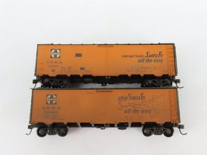 LOT of 8 HO Scale SFRD Santa Fe 40' Reefer Cars Weathered & UPGRADED