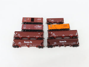 LOT of 8 HO Scale ATSF Santa Fe Assorted Boxcars & Hoppers UPGRADED