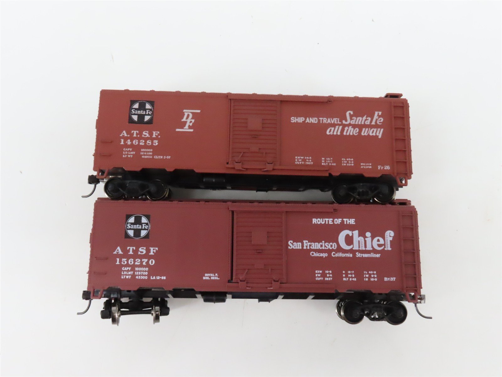 LOT of 8 HO Scale ATSF Santa Fe Assorted Boxcars & Hoppers UPGRADED