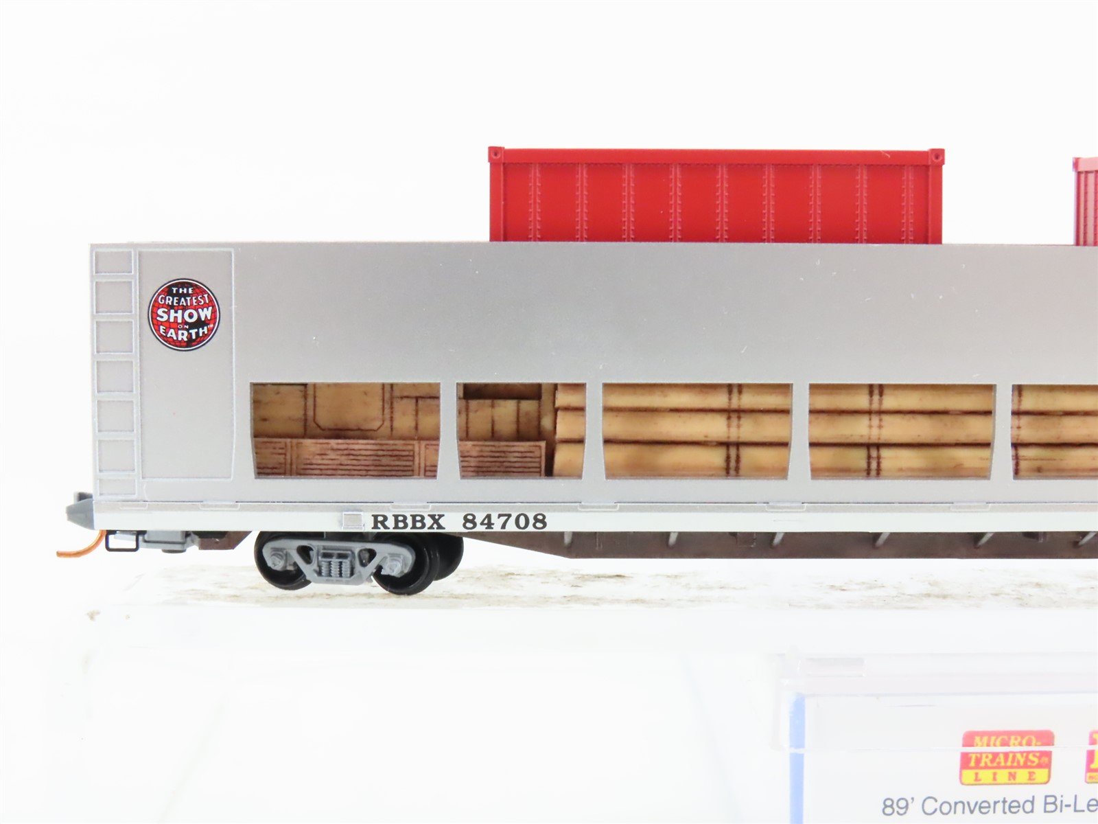 N Micro-Trains MTL 11200710 RBBX Ringling Bros 89' Bi-Level Auto Rack #4708